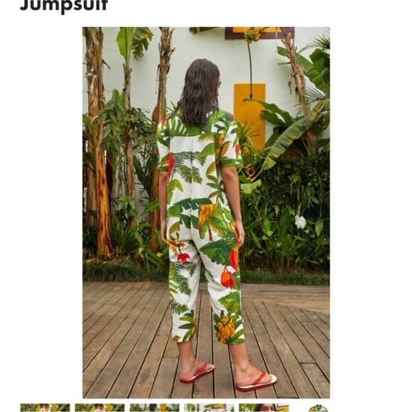 Farm Rio white cocoa forest jumpsuit size M - Picture 3 of 9